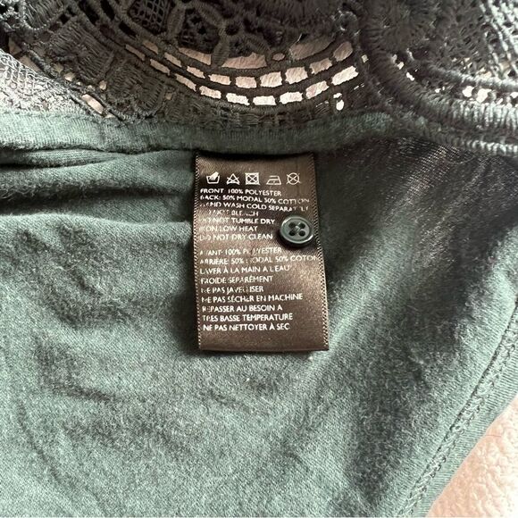 James Coviello Anthropologie Green Teal Crochet Lace Blouse - Picture 9 of 9